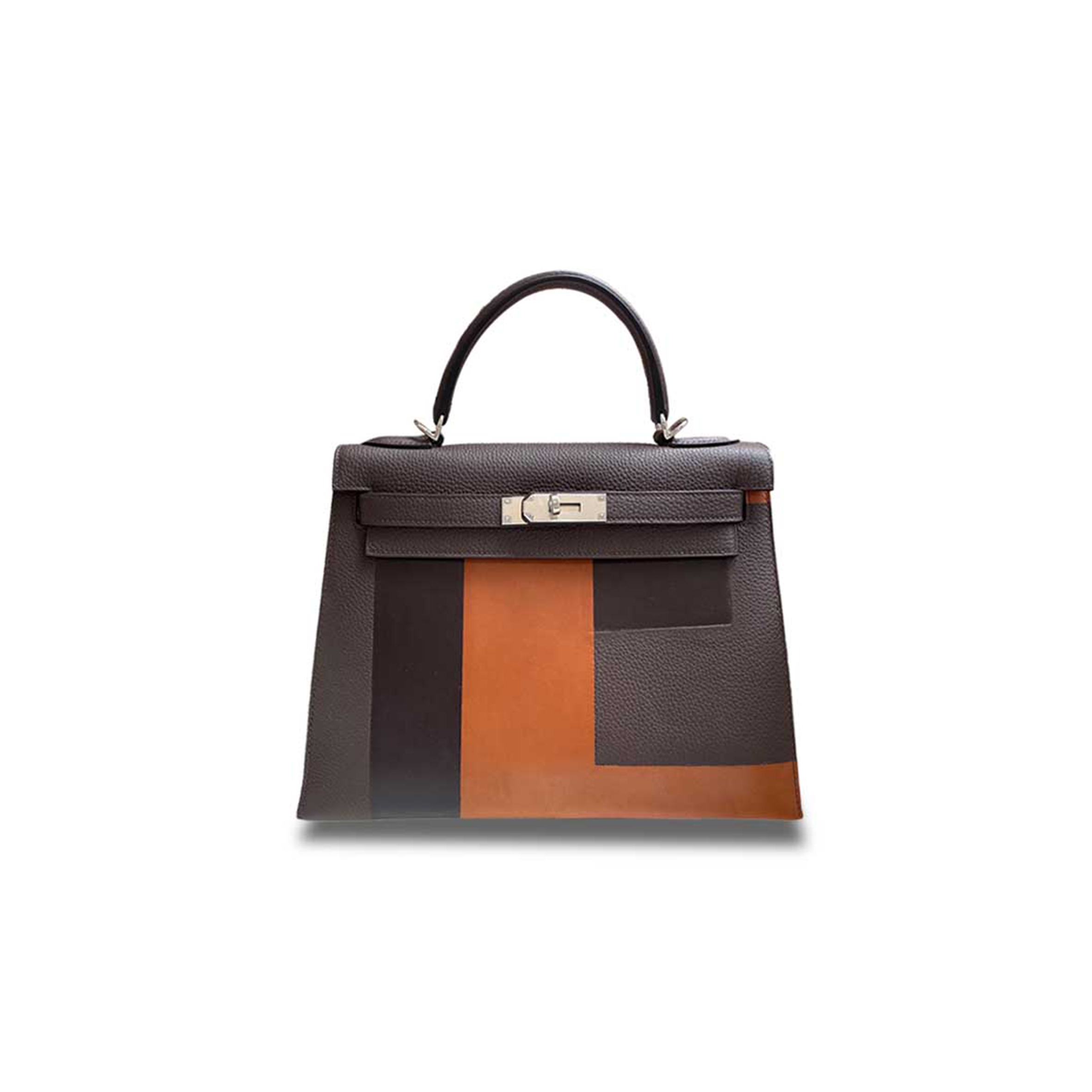 H**mes master kelly 28 togo dark coffee letter bag silver buckle (28*22*10cm)